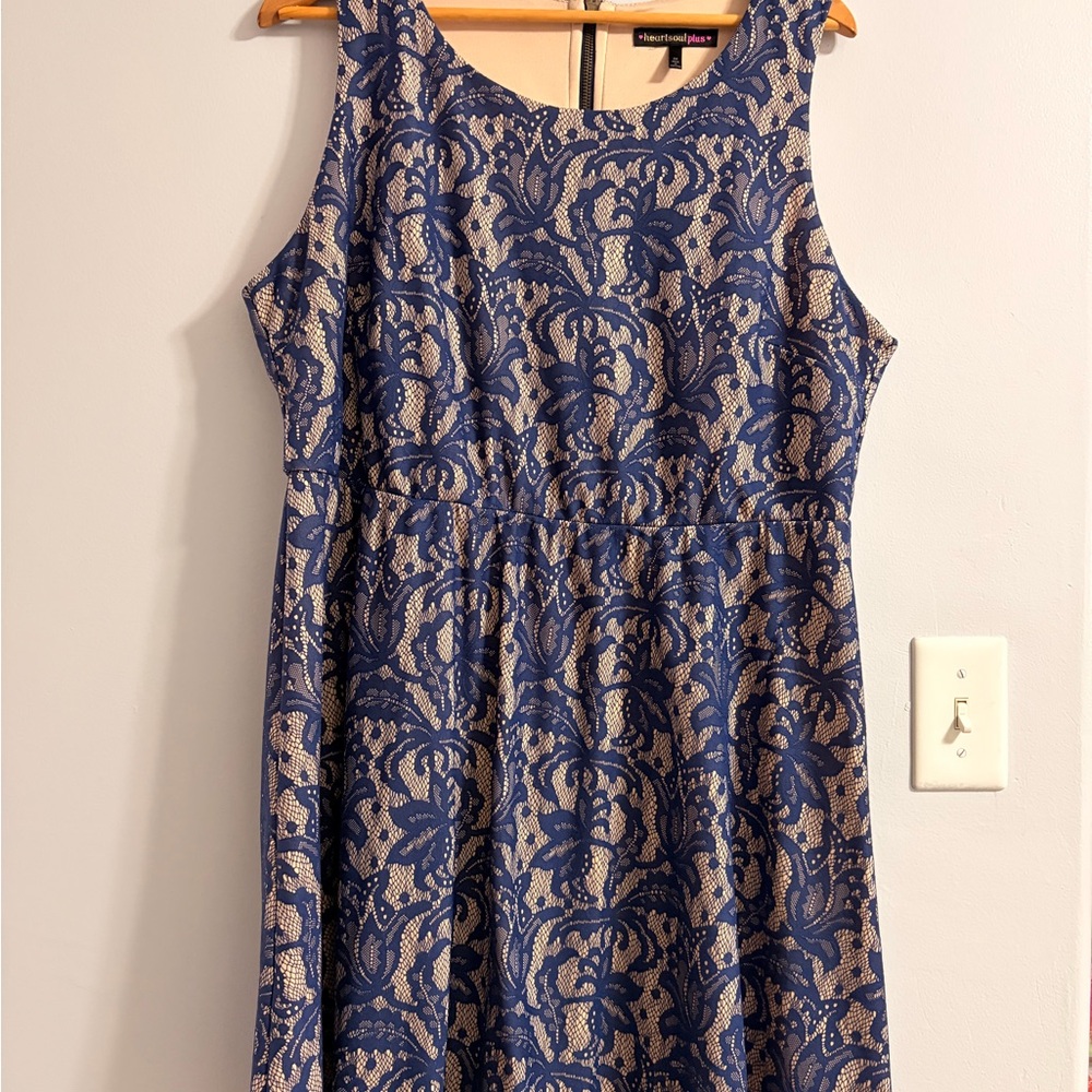 HeartSoul Plus Beige and Navy Blue Lace Dress